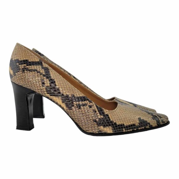 Lauren Ralph Lauren Snake Embossed Leather Pumps Women's Sz 7b - Picture 2 of 11